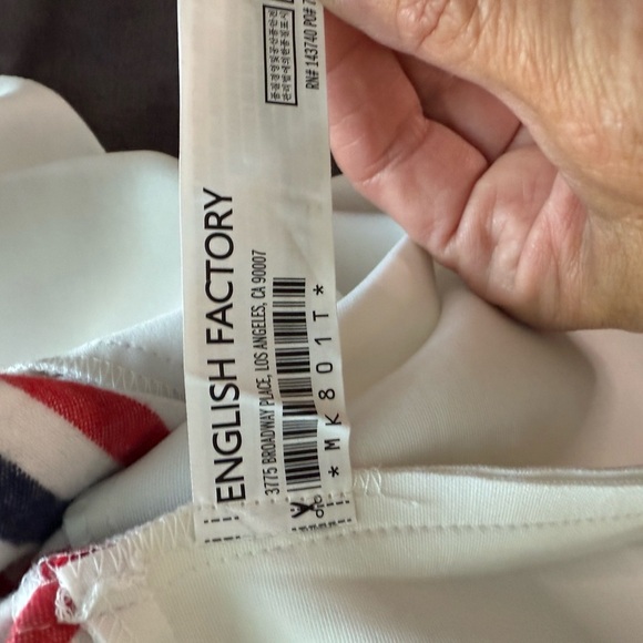 English Factory Red, White, and Blue Striped Ruffle Blouse - Picture 6 of 7